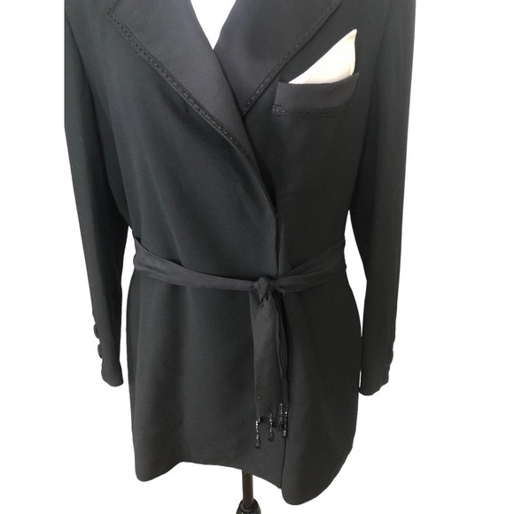 Vintage‎ St John Griffith Gray Black Wool Pocket Blazer Jacket Longline 8 NWT - Picture 2 of 15